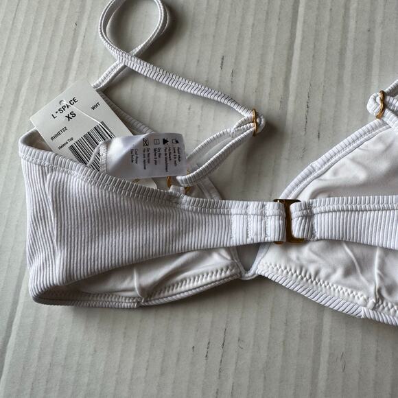 L*Space Ribbed Helena Bikini Top - White NWT Size XS - Picture 4 of 6